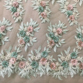 Light Green 3D StoneTulle Embroidery Fabric